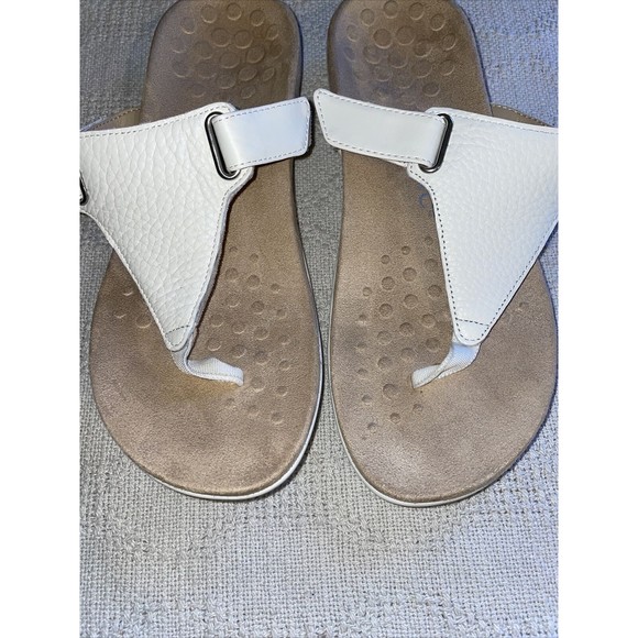 Vionic Thong Sandals Women’s Size 8.5 Medium Beige Leather Side Straps Beach - Picture 7 of 12